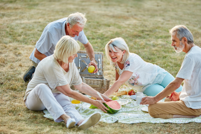 Happy group of seniors in the park in a picnic in summer
Photo Taken On: August 06th, 2015